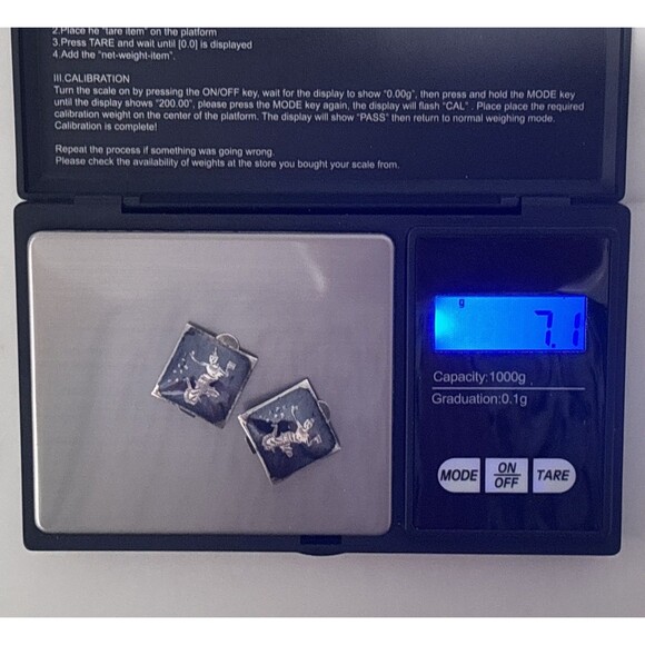 Vintage Siam Silver Earrings Black Enamel Clip On Square Dancer - Picture 12 of 12